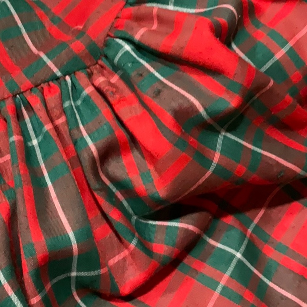 Classic Vintage Girls Chritmas Plaid Dress With Big White Eyelet/Lace Collar - Picture 9 of 9